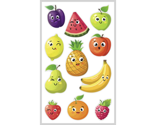 Mini stickers voor kinderen, fruitmotief, 11 stuks.
