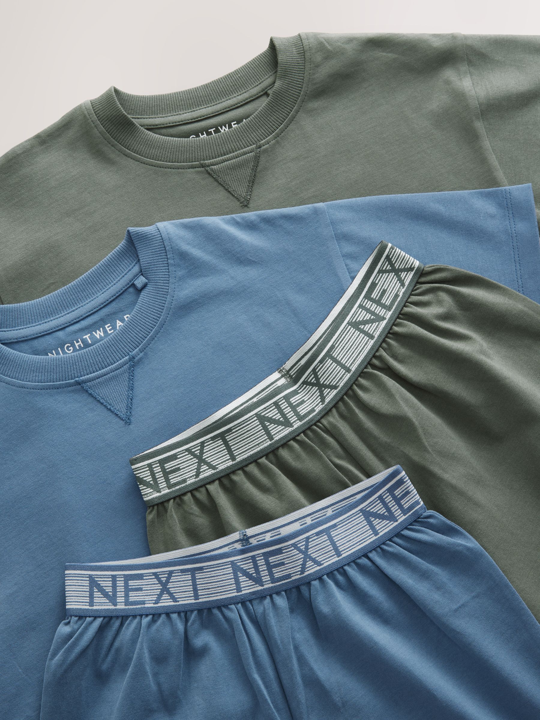 Marineblauw/effen grijs - 100% katoenen korte pyjama set van 2 (3 - 16 jr)