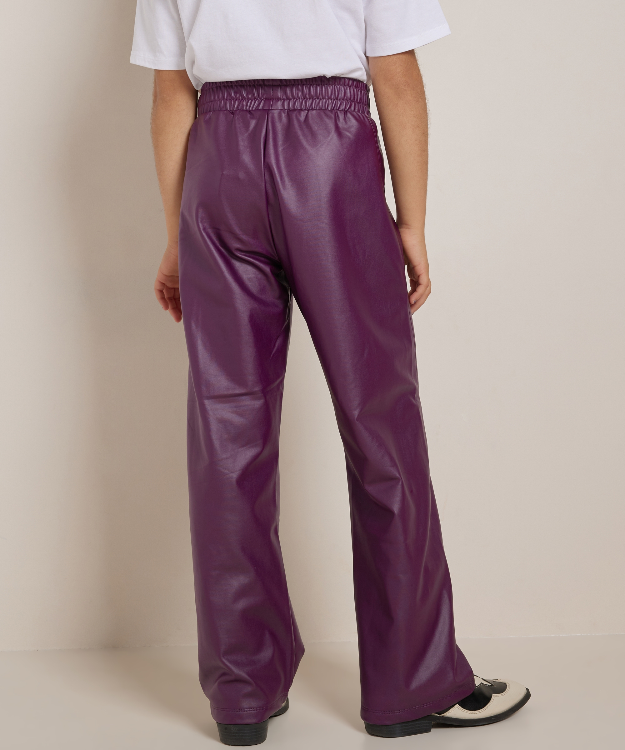 wide fit broek lederlook