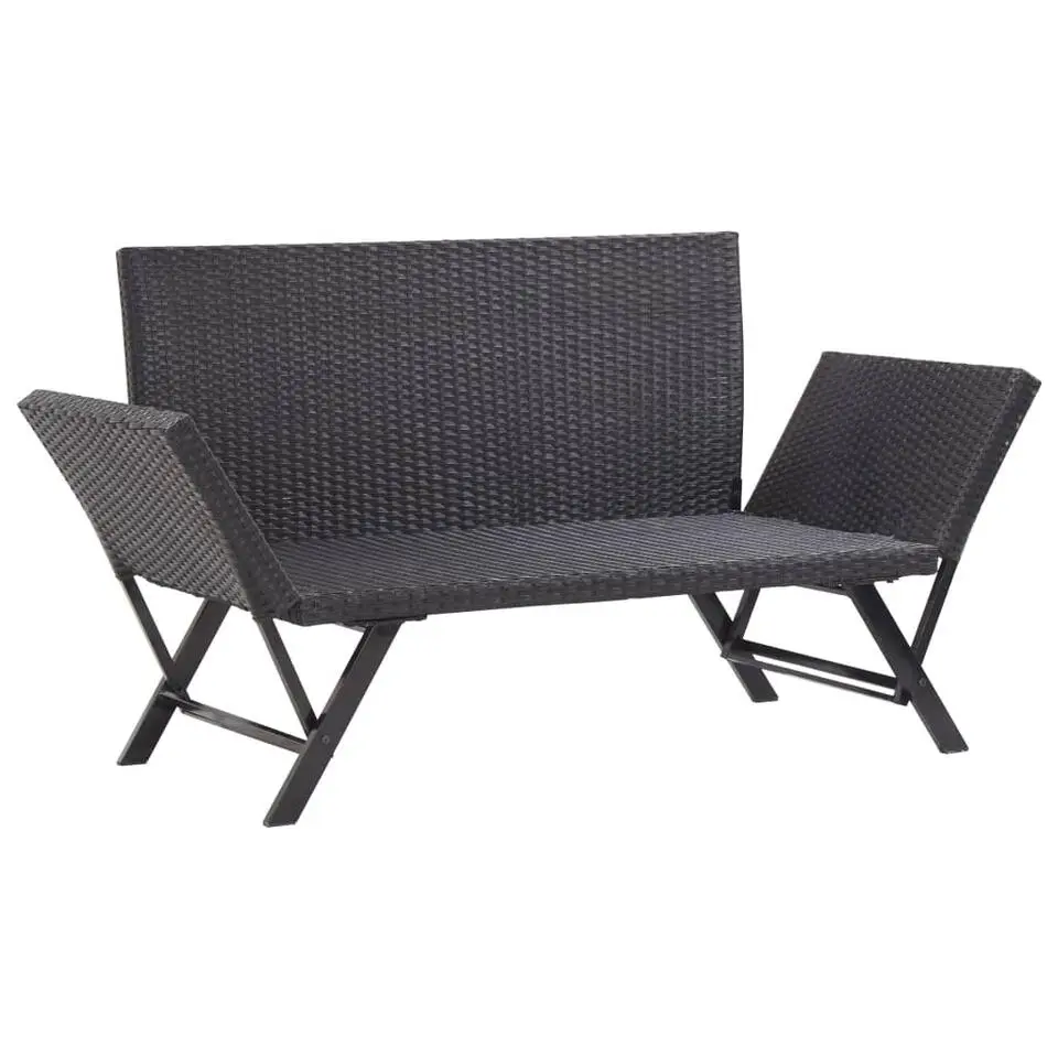 vidaXL - Ligbed - Zwart - Poly rattan
