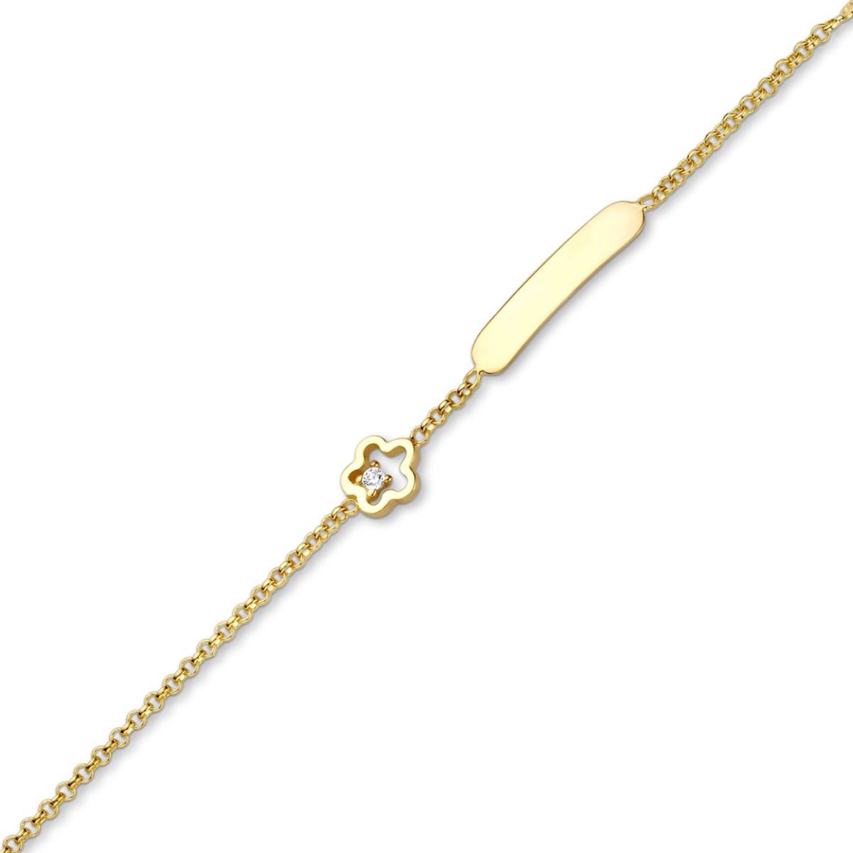 Identité bébé Brillaxis or 9 carats fleur oxyde