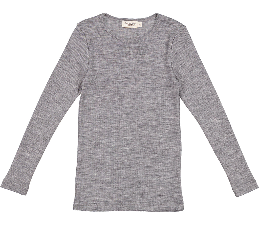 Tamra, Uld Rib Bluse - Grey Melange