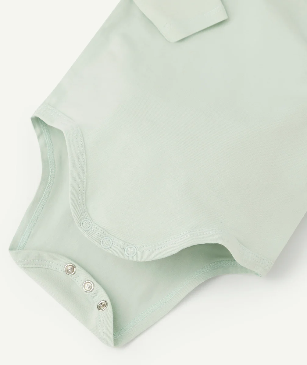 LOT DE 3 BODIES EN COTON BIOLOGIQUE VERT ET ROSE