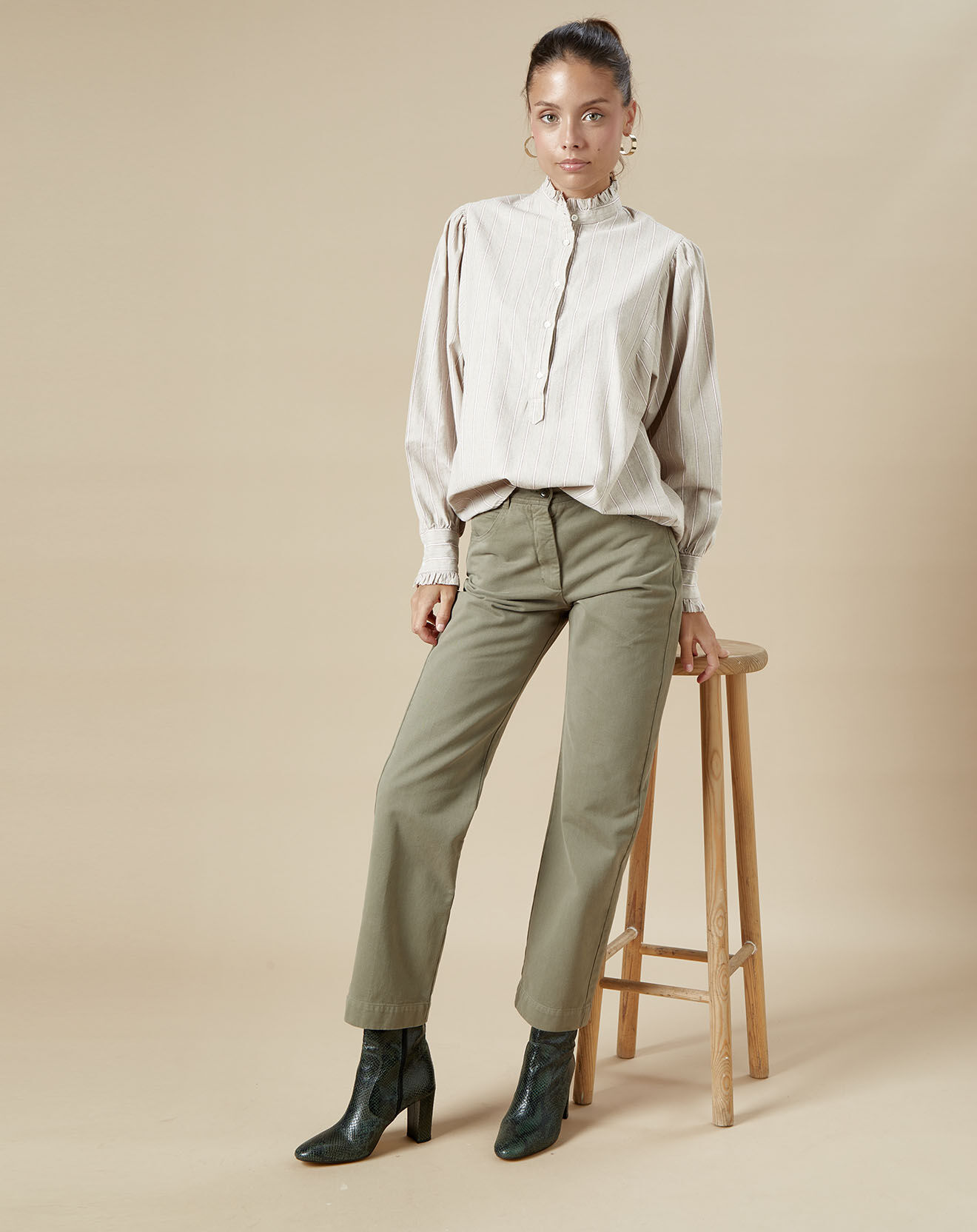 Hartford Blouse Hyper beige/rouge
