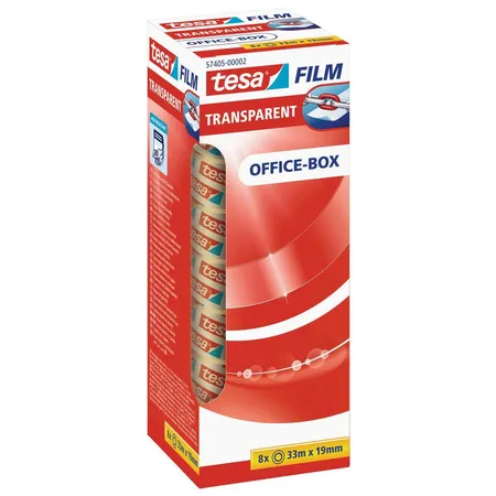 tesafilm transparent 33m x 19mm, 8 Rollen Office Box