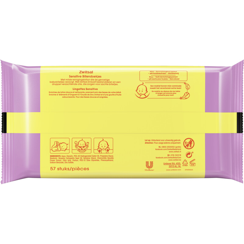 Zwitsal Sensitive billendoekjes 2-pack