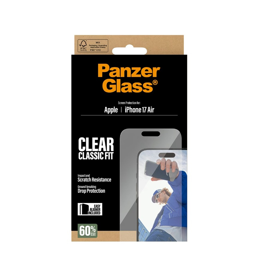 iPhone Air Classic Fit EasyAligner Panzer Glas Displayschutz Case Friendly mit Montagerahmen (PG48789)
