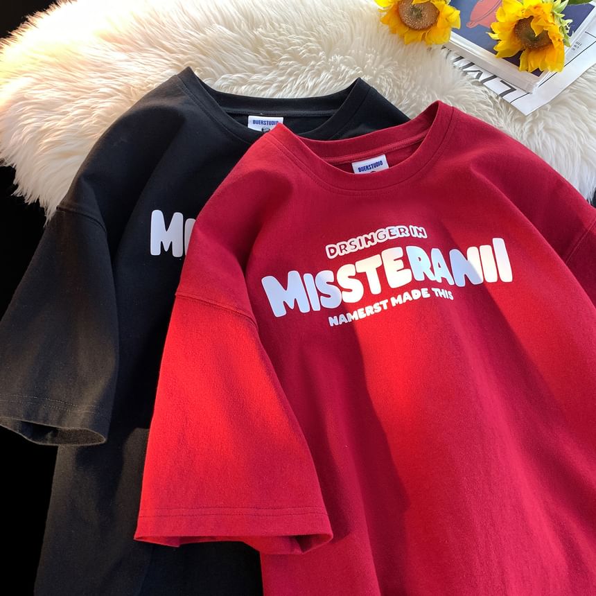 Kimeya - T-shirt met korte mouwen, ronde hals en letterprint