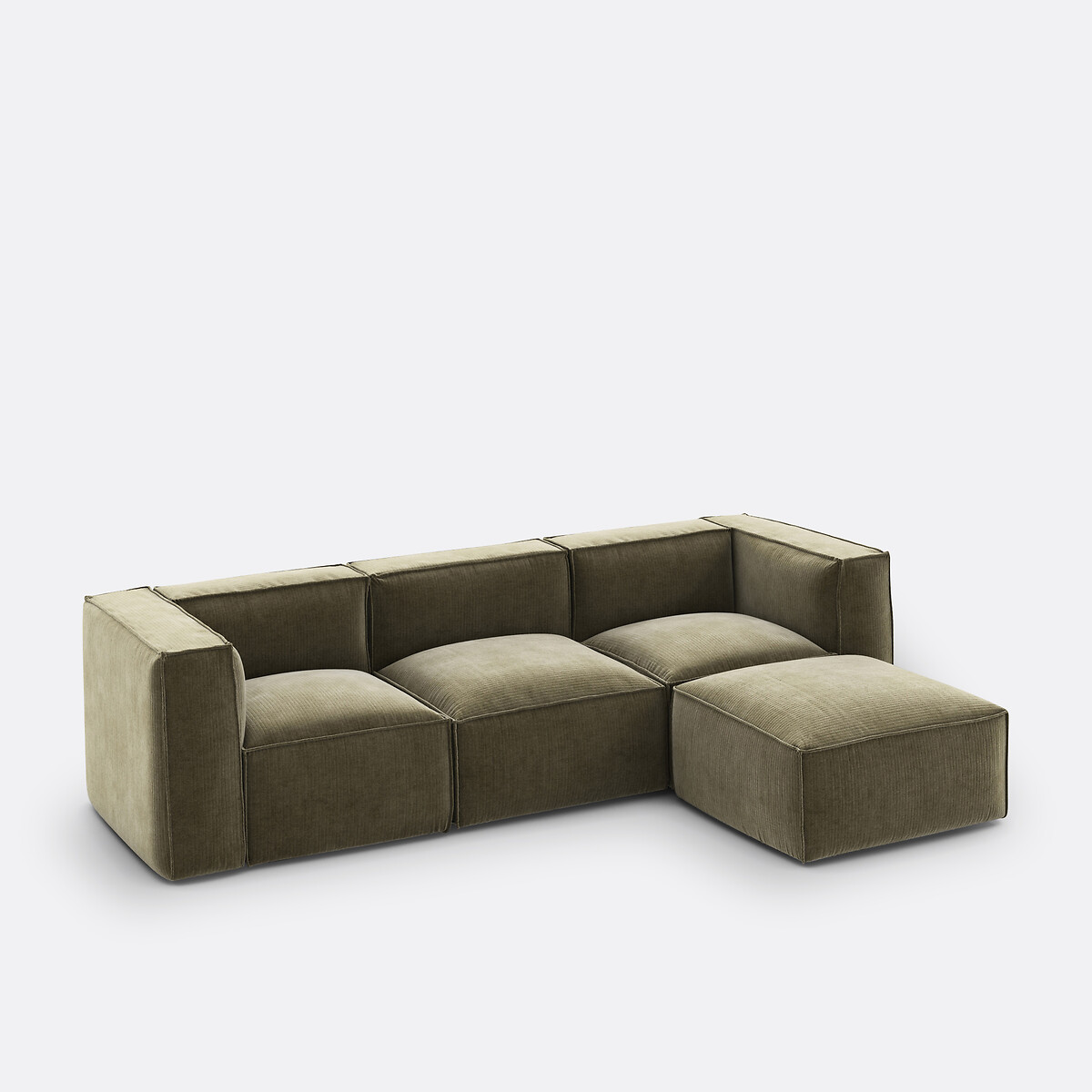 LA REDOUTE INTERIEURS<br>Puff modular, veludo vintage canelado, Seven