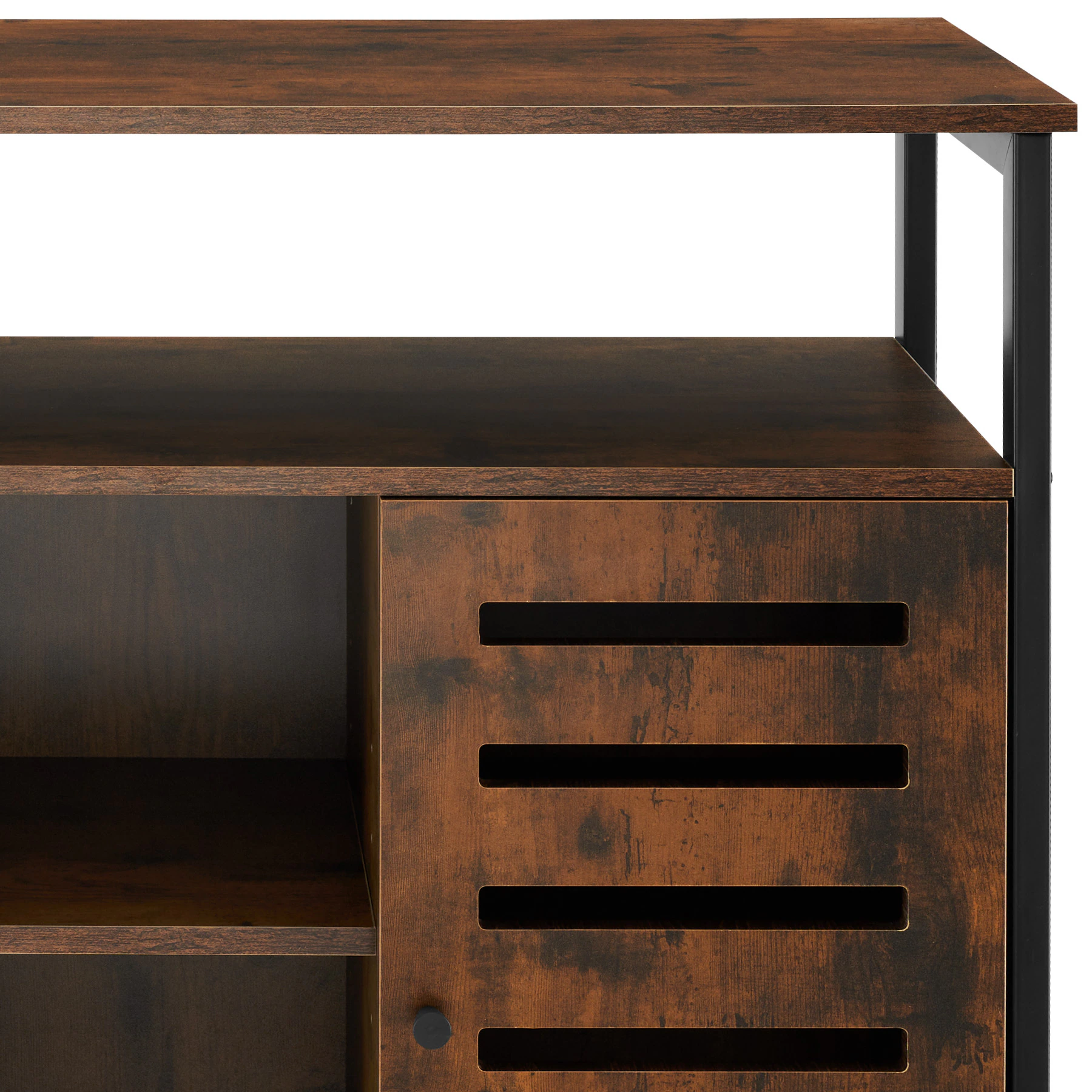 tectake® Sideboard, Industrial Style, 2 Ablagen, 3 Staufächer, mit höhenverstellbaren Kunststofffüßen, 100 x 37 x 82 cm