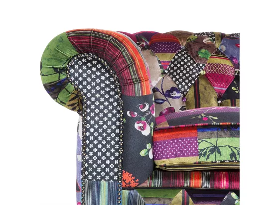 Canapé 3 places patchwork bordeaux violet CHESTERFIELD
