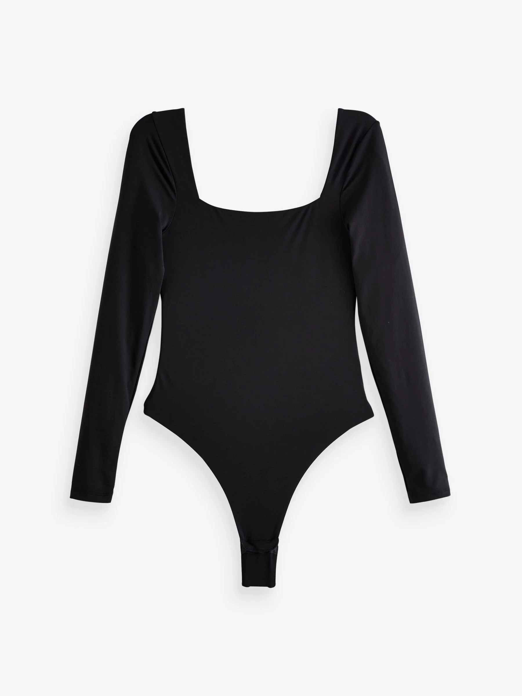 Zwart - self. Stroomlijnende Comfort Bodysuit met Vierkante Hals en Lange Mouwen