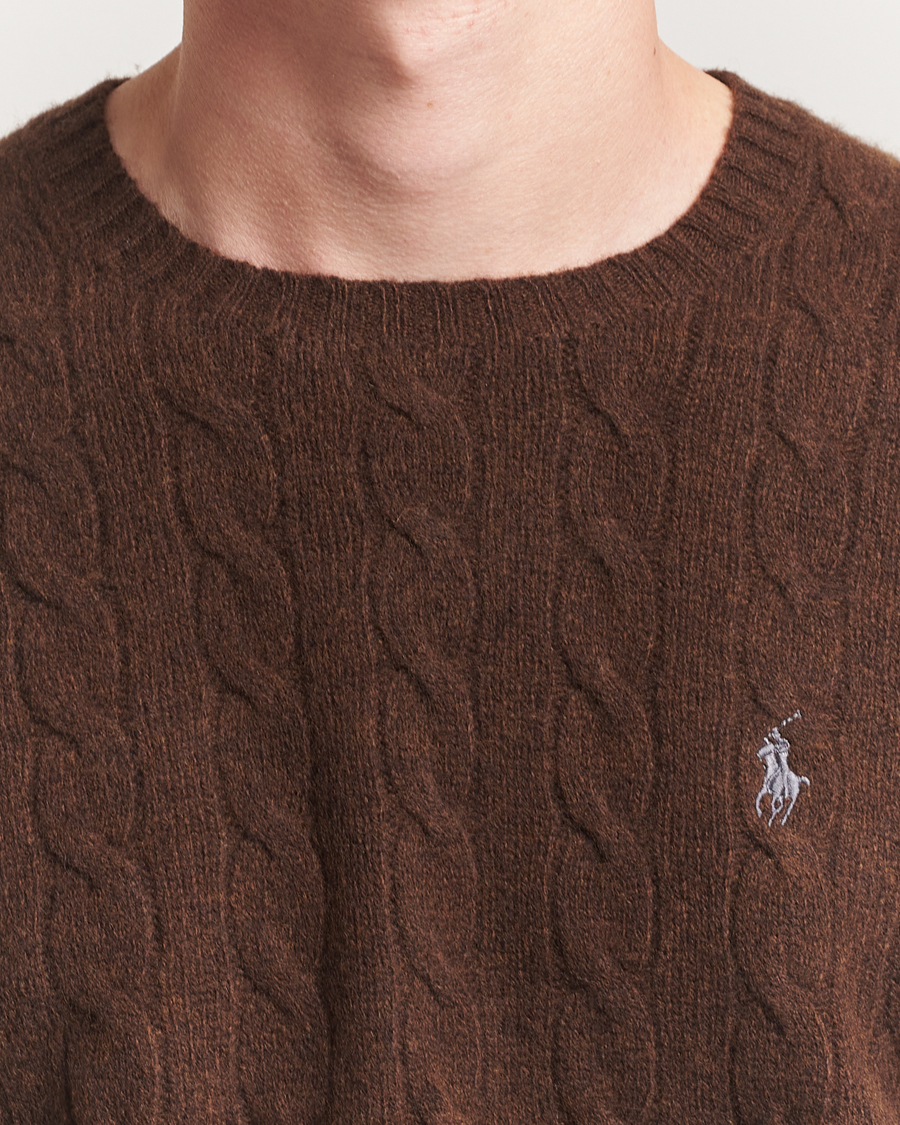 Polo Ralph Lauren Wool/Cashmere Cable Crew Neck Cacao Brown Heather