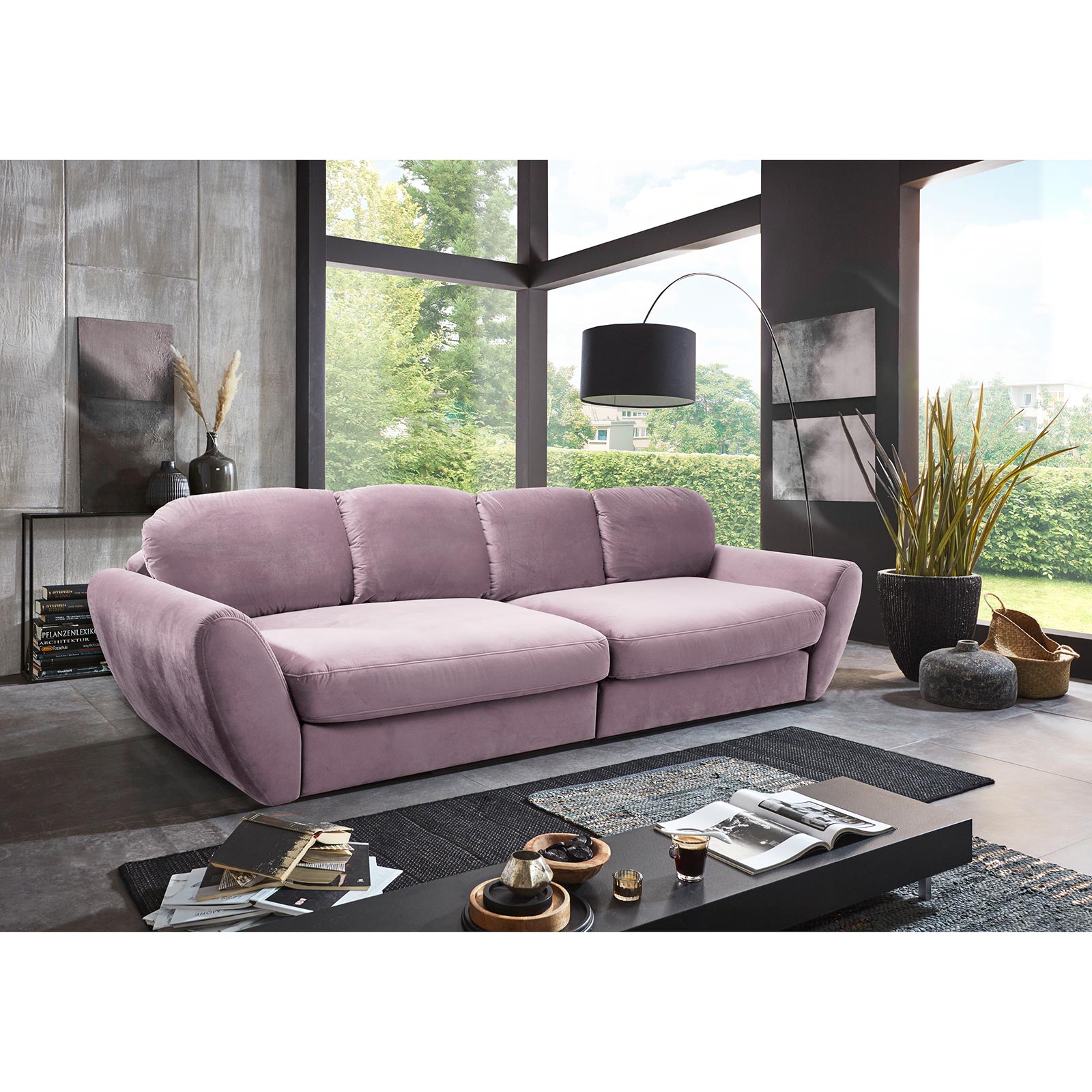 Big Sofa - flieder - Samtstoff