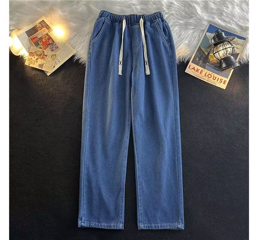 Acrius - Gewassen wijde jeans met trekkoordtaille