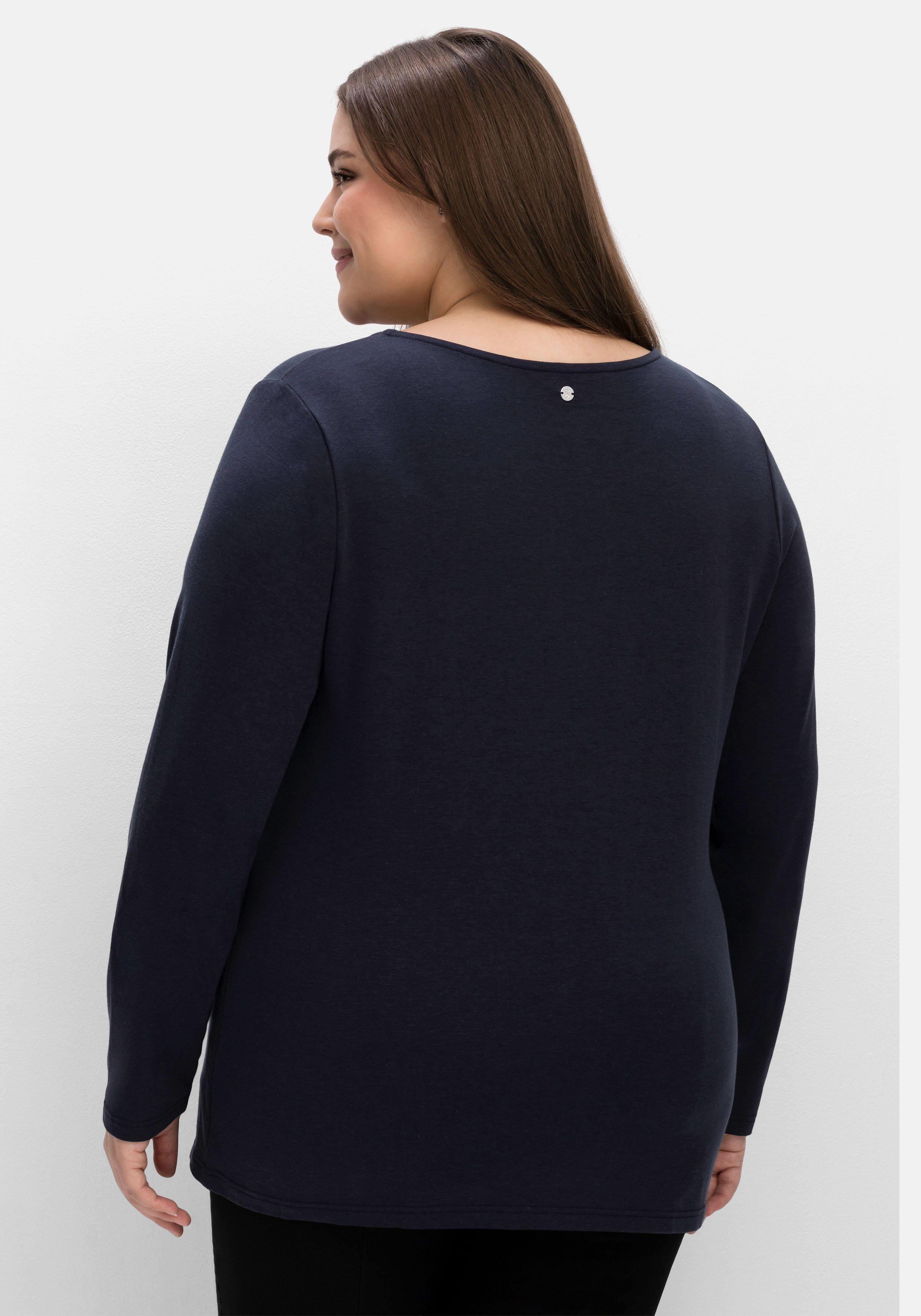 Langarmshirt mit Cut-out und Zierschnalle