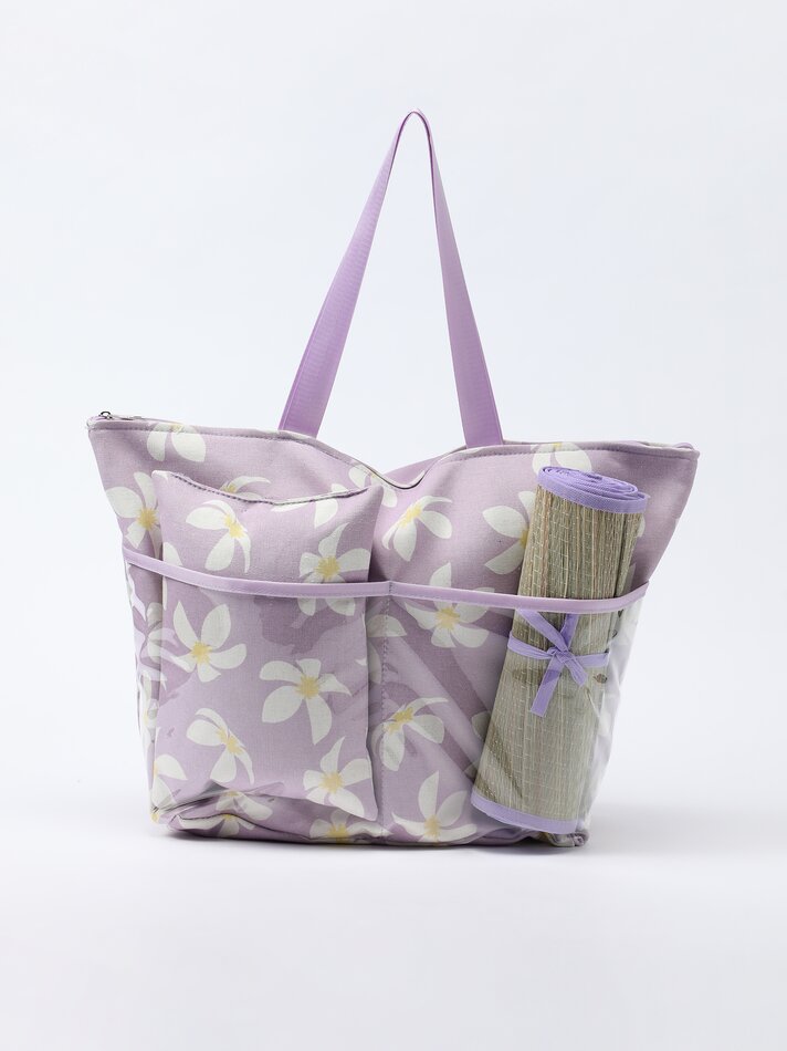 Conjunto de bolsa, travesseiro e tapete - Lilás