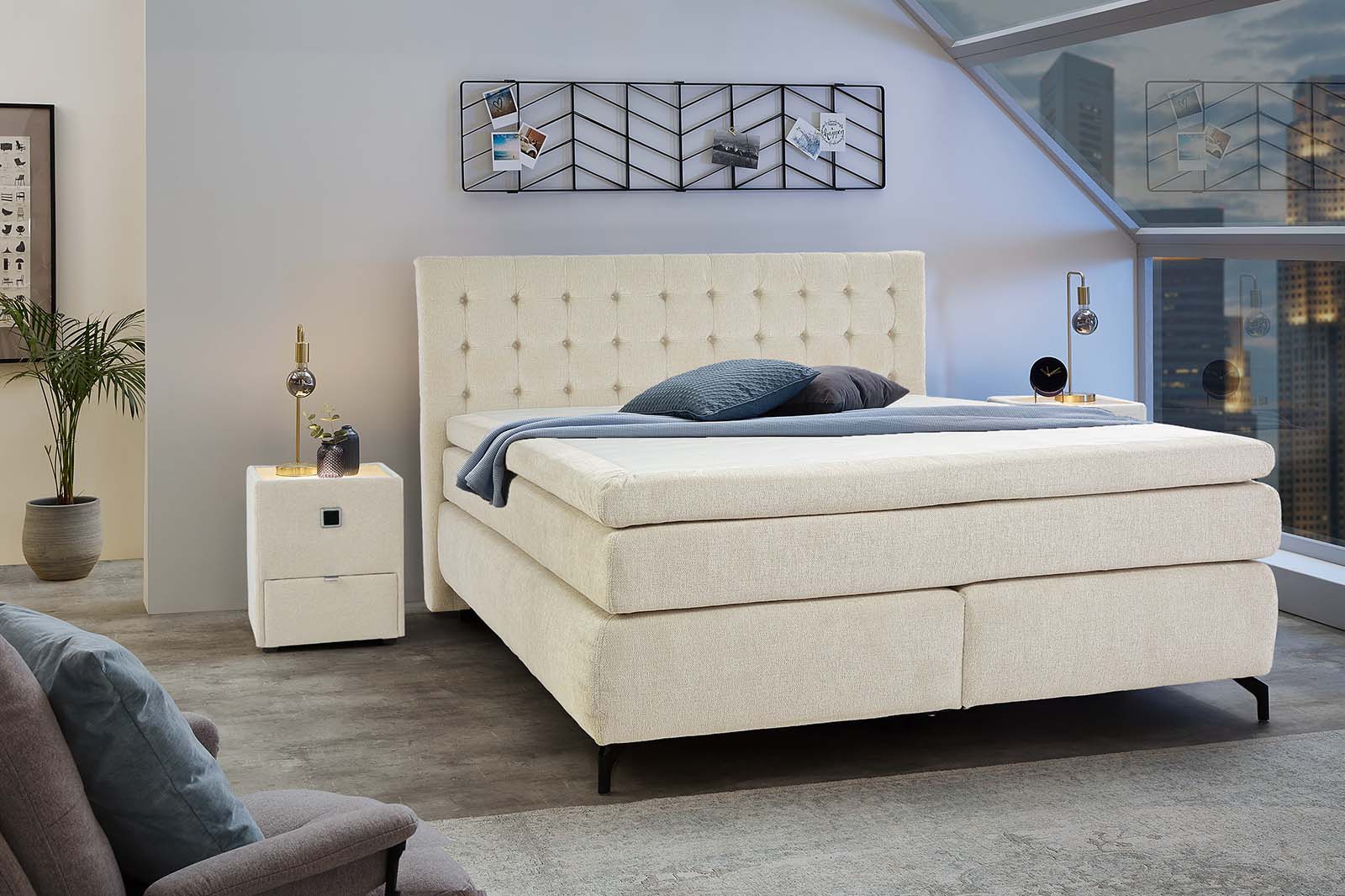 Boxspringbett JESSICA 180 x 200 cm beige