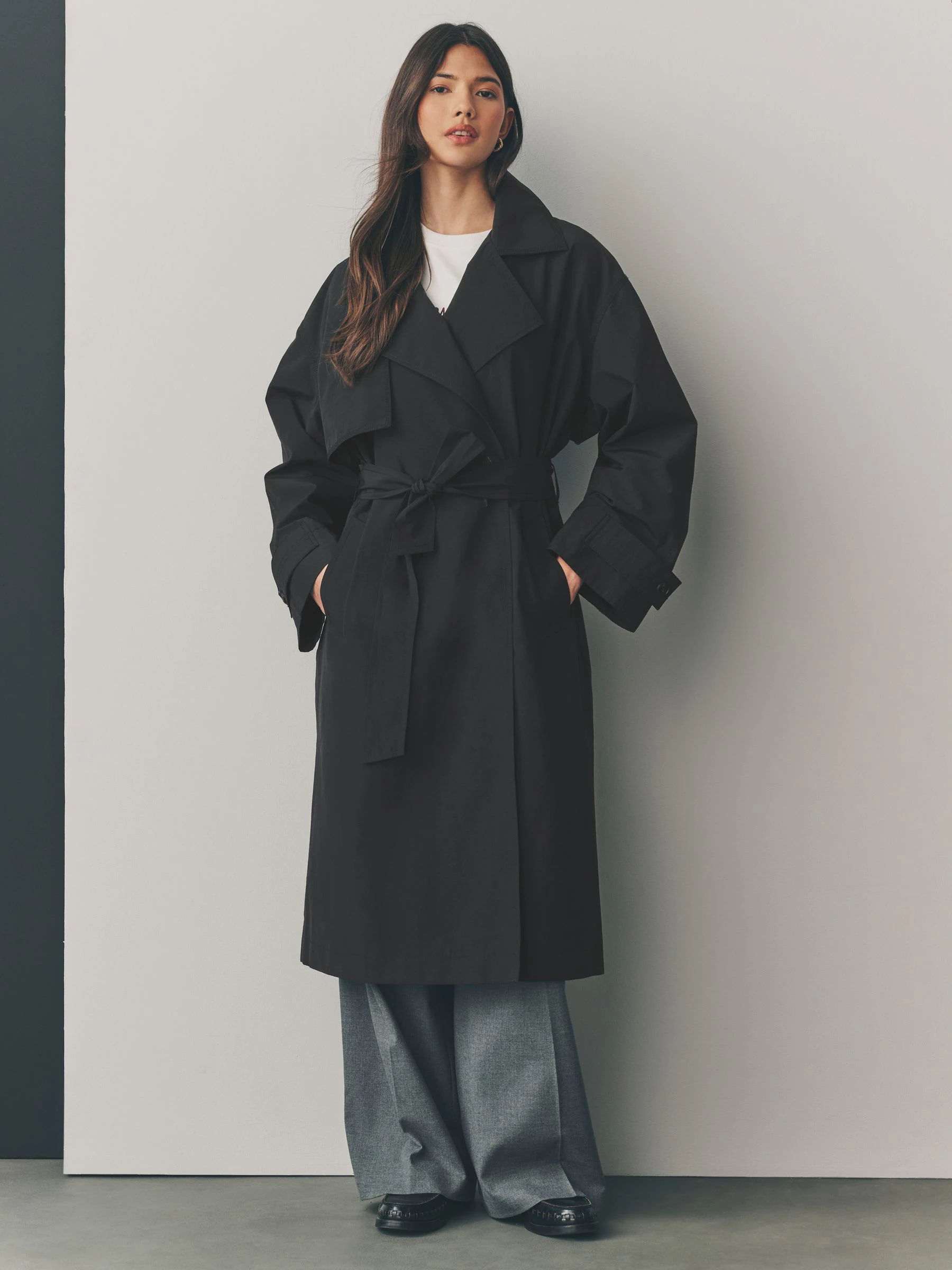 Zwart - Regenbestendige trenchcoat