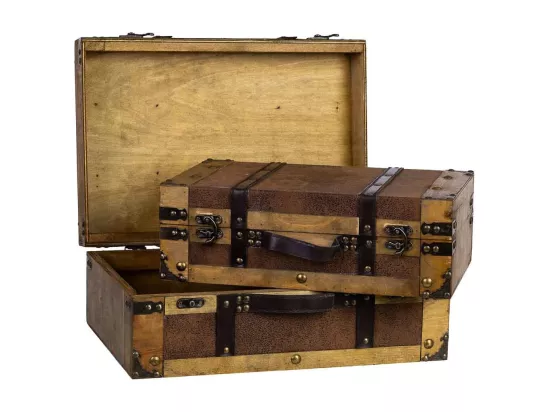 Valise en bois marron 45x31x17/40