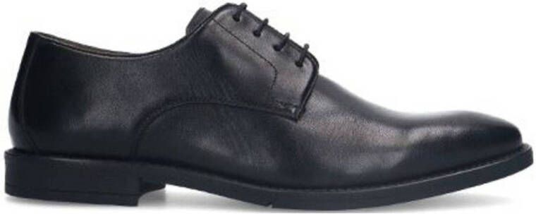 Manfield Heren Zwarte leren veterschoenen