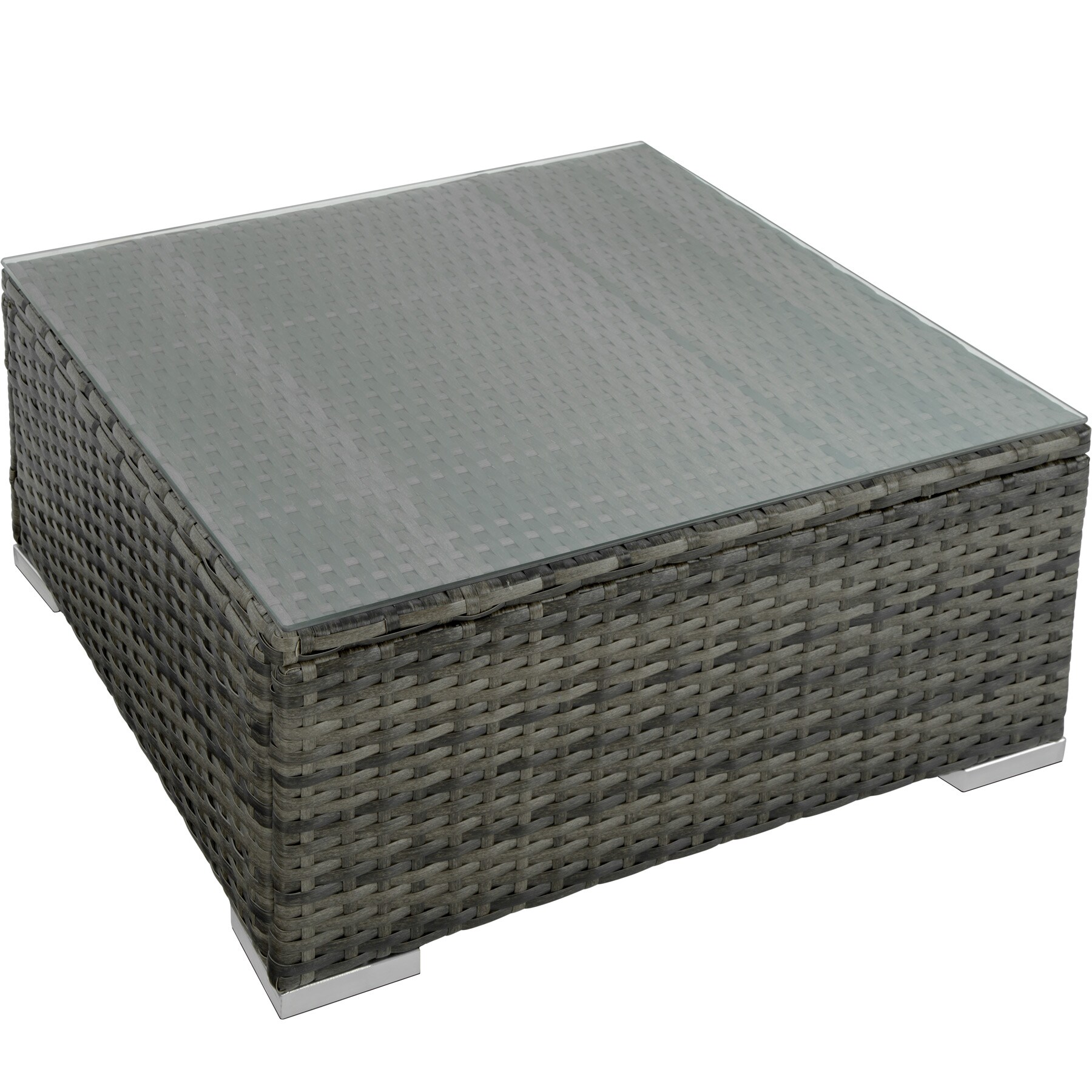 tectake® Rattan Lounge, für 6 bis 7 Personen, UV-beständig, mit Sicherheitsglasplatte