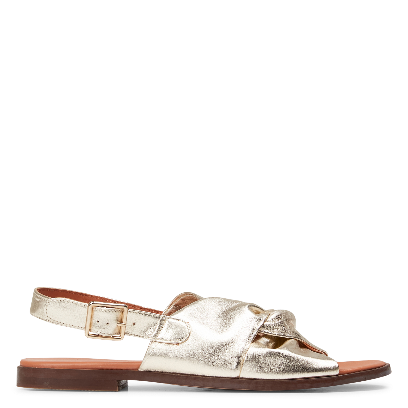 HAZEL - Sandales plates en cuir| Doré