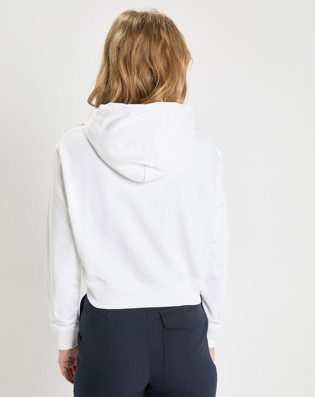 Tommy Jeans Sweat à capuche Crop Flag blanc