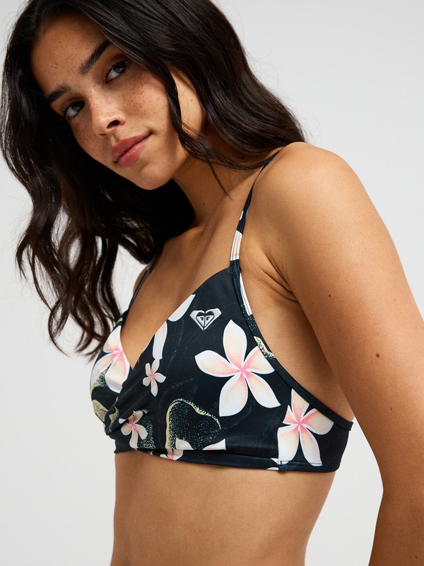 Printed Essentials Wrap Bra Haut de bikini bralette Noir Femme