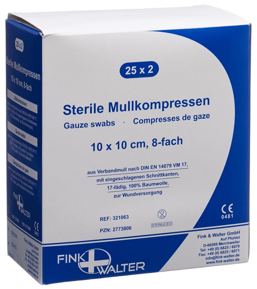 FIWA komp Mullkompressen 10x10cm steril 2 Stk