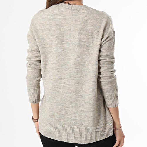 Pull Col V Femme Juca 2 Beige Chiné