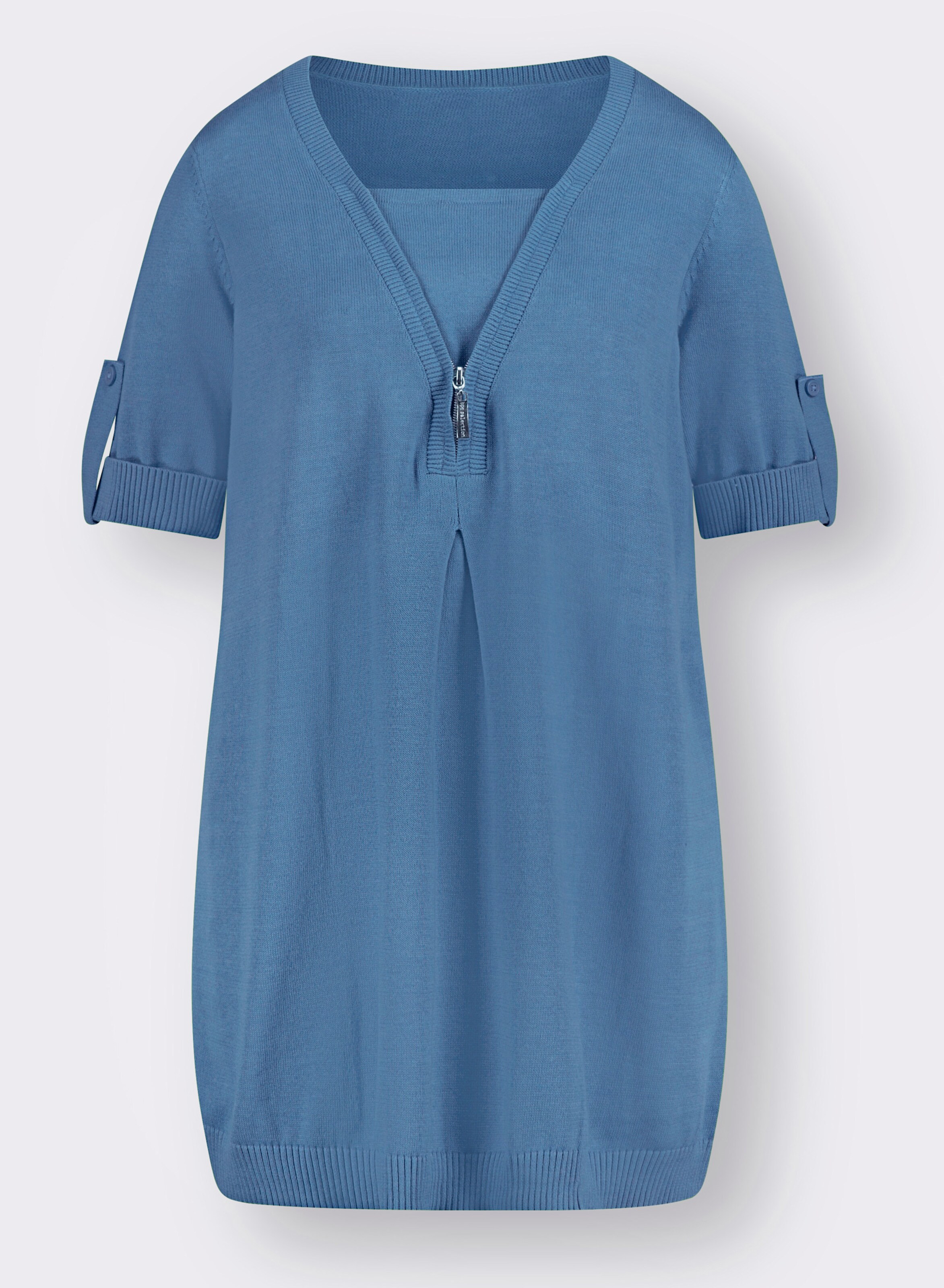 Kurzarmpullover in Longform
