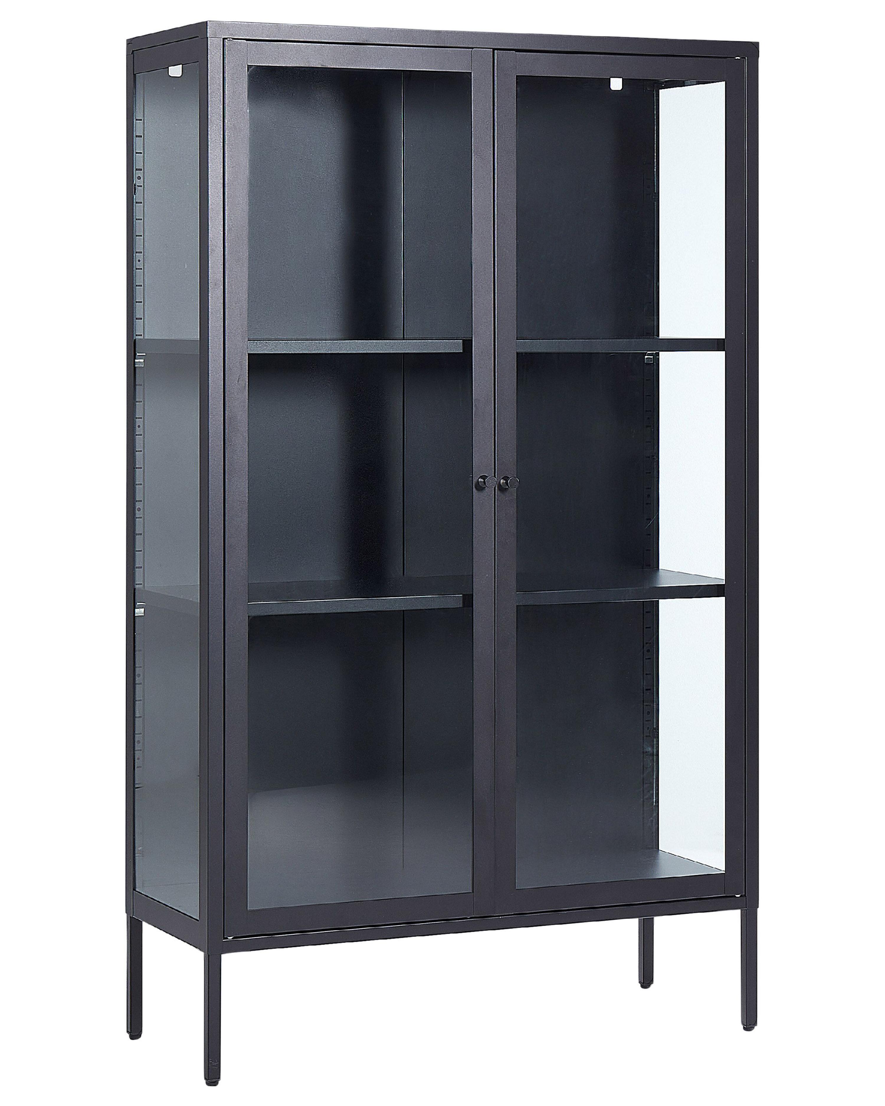 Glazen vitrinekast NASH Metaal 90 cm Zwart