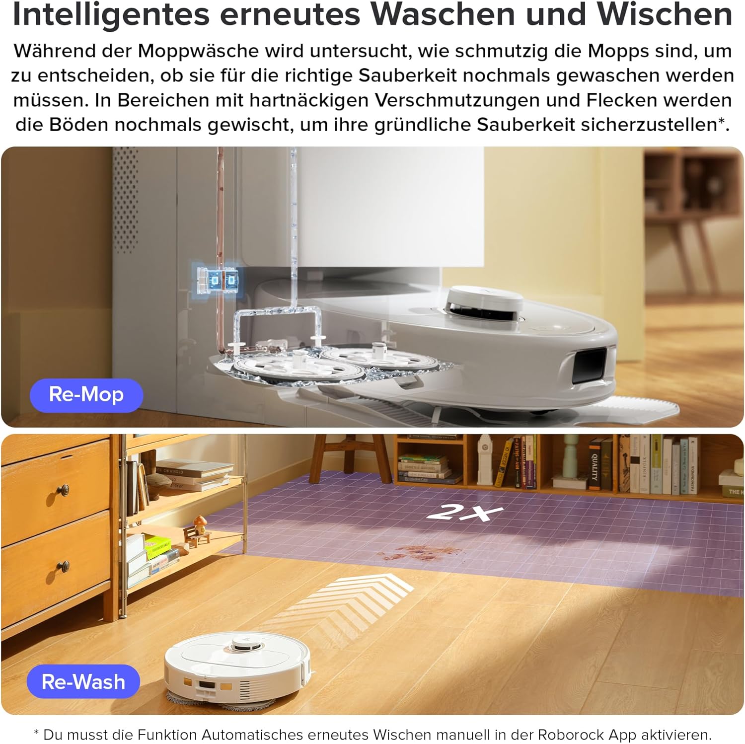 roborock Qrevo Pro Saugroboter mit Wischfunktion&Hebarem Wischmopp, FlexiArm Design Kantenreinigung, 7.000 Pa, 60 °C Heißwasser-Moppwäsche, App-Steuerung (Weiß) (Generalüberholt)