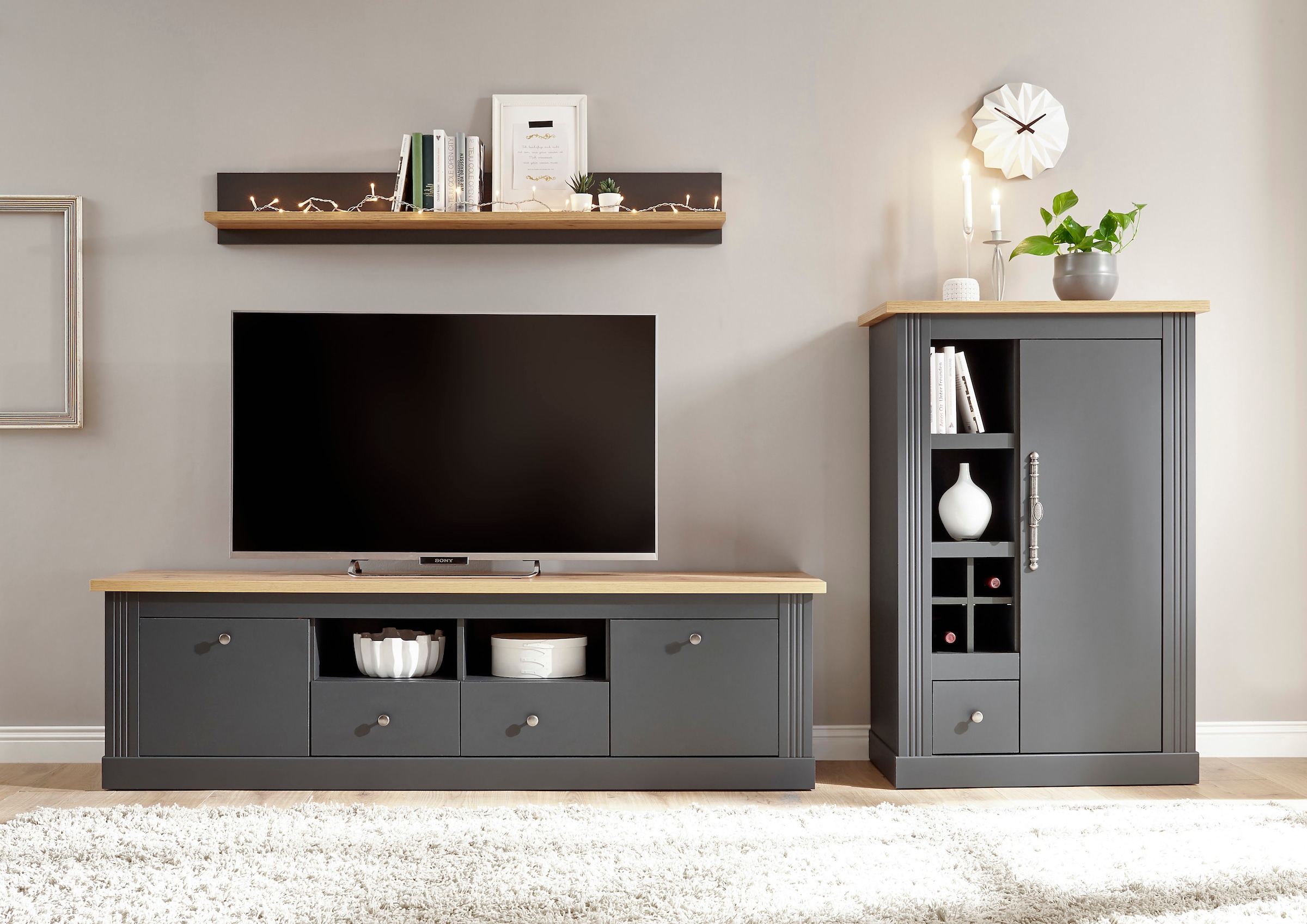 Home affaire Wohnwand »Westminster BESTSELLER!« Set, Lowboard, Kommode, Wandregal, 3 Stk. tlg.