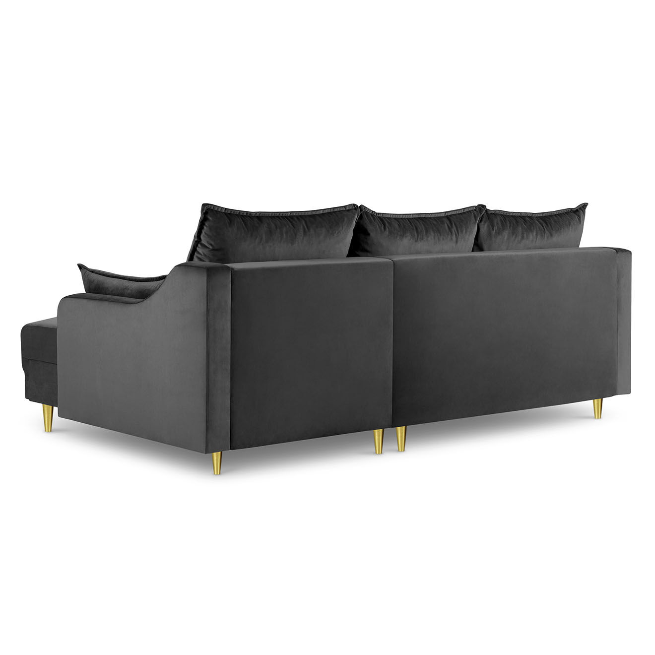 Mazzini Sofas Canapé d'angle droit réversible Convertible & Coffre en Velours Freesia gris clair - 220x150x90 cm