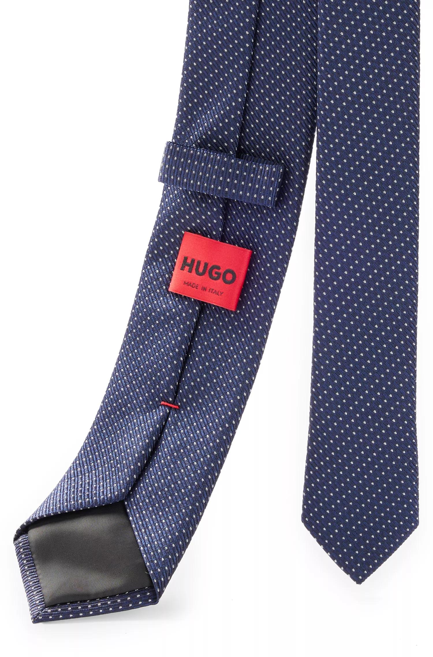 Gravata HUGO em mistura de seda vermelha com padrão jacquard.
