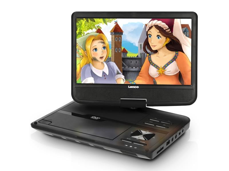 Lenco Portabler DVD Player DVP-1010BK Kompakter DVD-Spieler mit einem 10-Zoll-Bildschirm