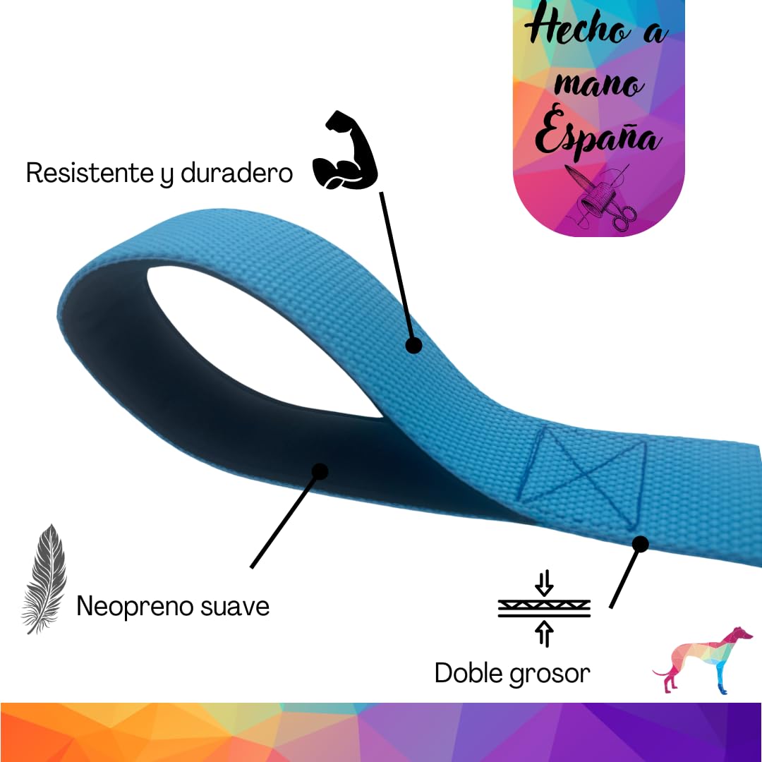 EGV - Guia curta para cães, 4 cm de largura, cabo de neoprene e 50 cm de comprimento. (Azul)