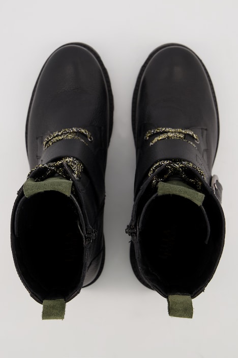 Leder-Boots, Schnalle, Schnürung, Wechselfußbett, Weite H