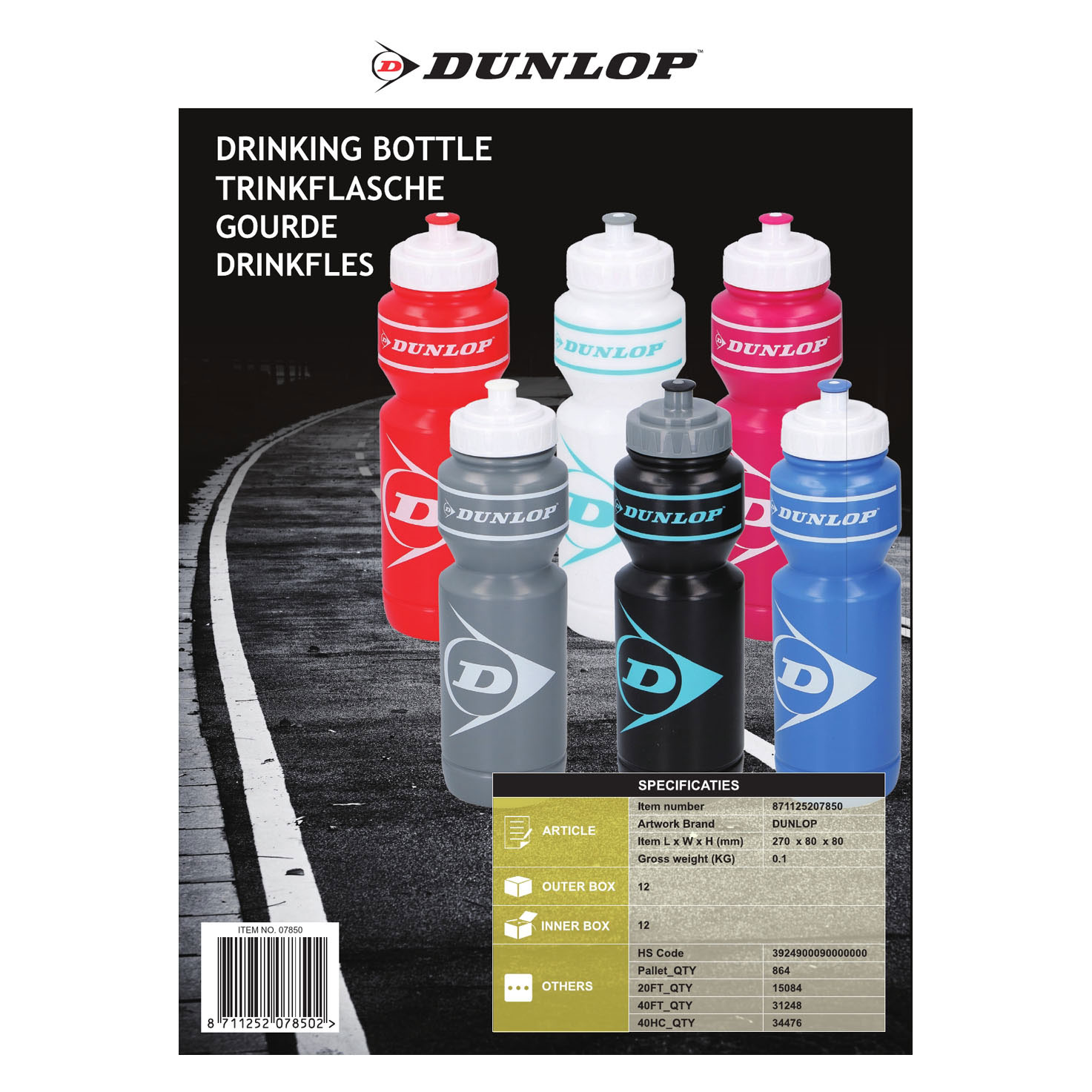 Dunlop Drinkfles, 1 Liter