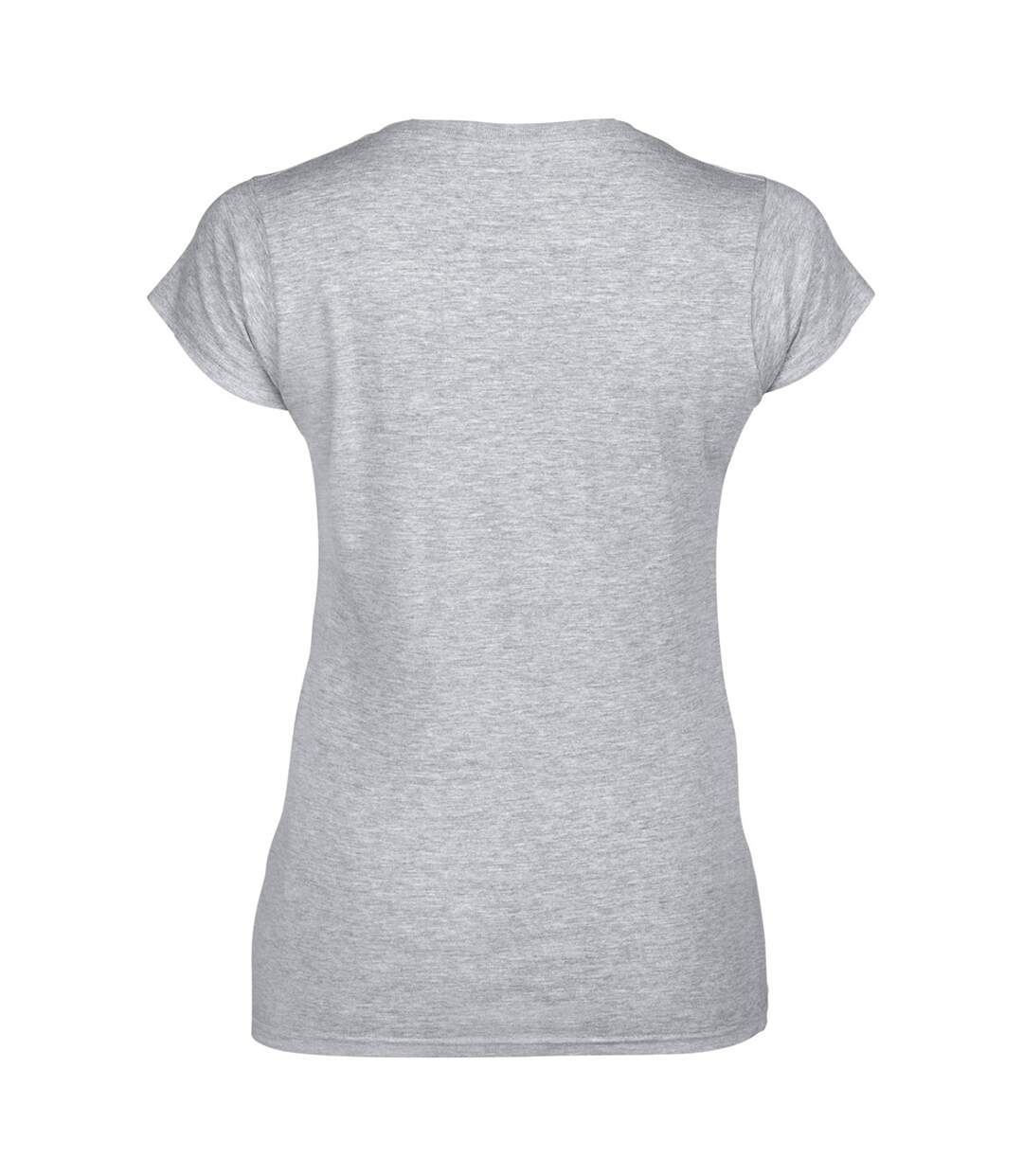 Gildan - T-shirt à manches courtes et col en V - Femme (Gris sport) - UTBC491
