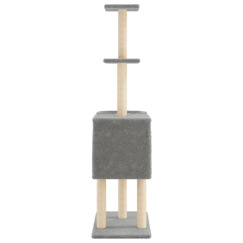Arbre à chat avec griffoirs en sisal gris clair 145 cm