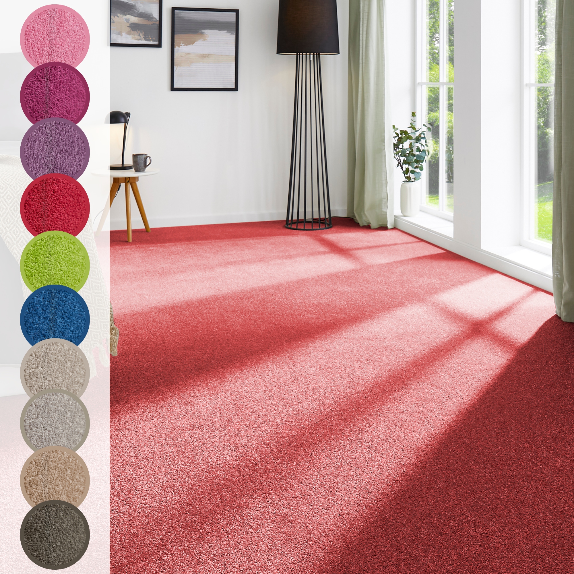 Andiamo Teppichboden »Ines, Kräuselvelours, Made in Netherlands« rechteckig 8,5 mm Höhe Uni Farben, Breite 400 cm, strapazierfähig & pflegeleicht
