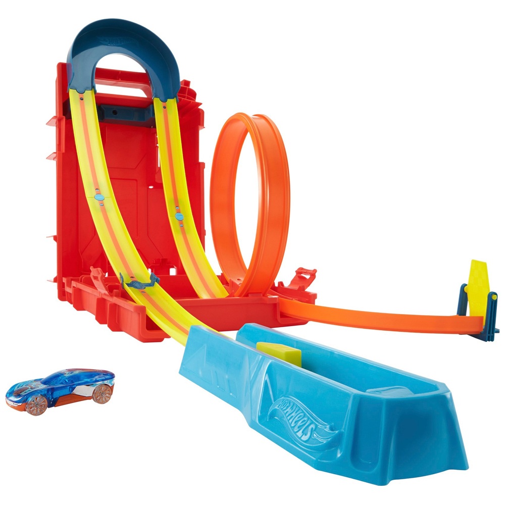 Hot Wheels Track Builder Unlimited Fuel Can Stunt Box und Fahrzeug