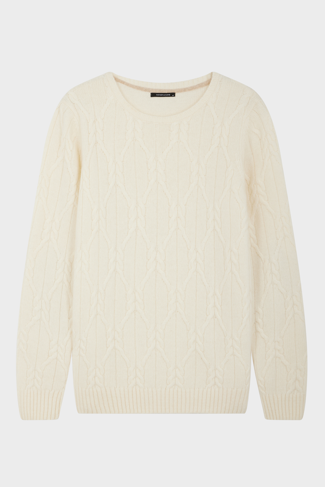 Pull col rond en laine mélangée unie écrue