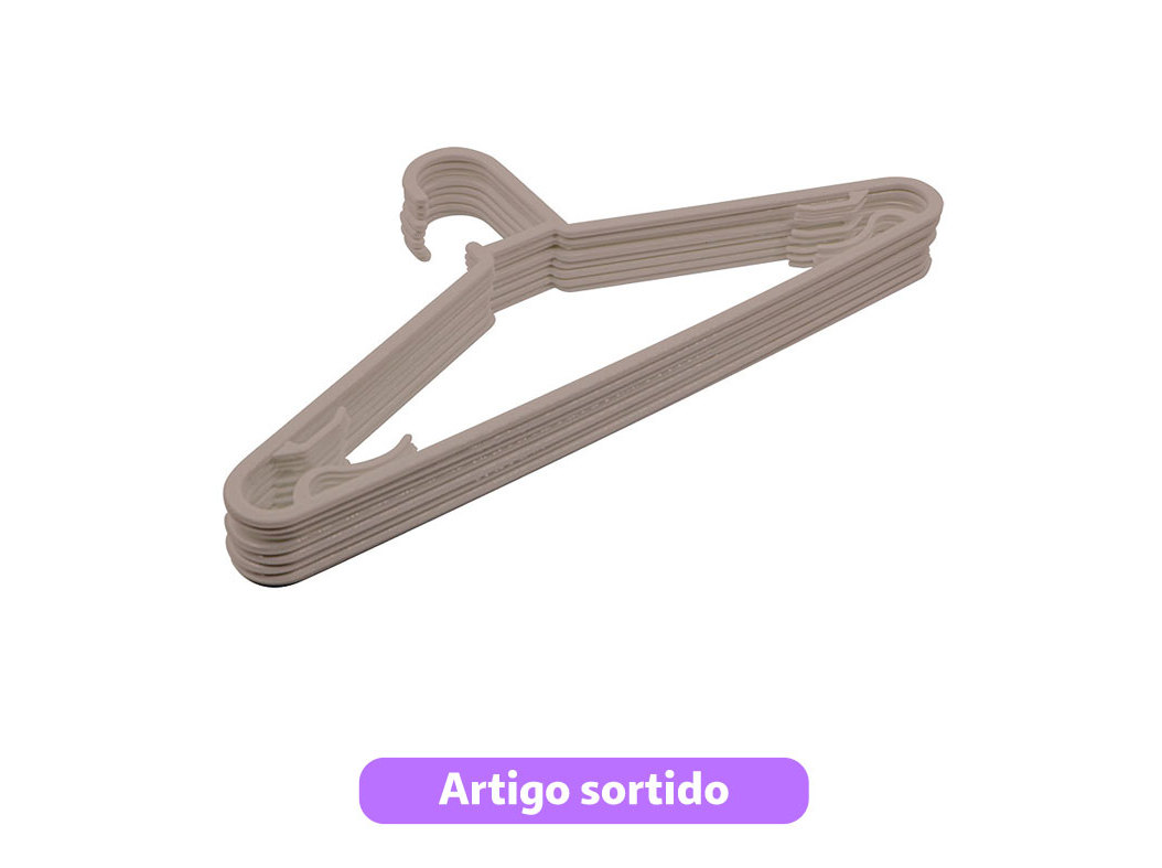 CONJUNTO DE 8 CABIDES COM BARRA AUCHAN PLÁSTICO 40X19CM CORES SORTIDAS