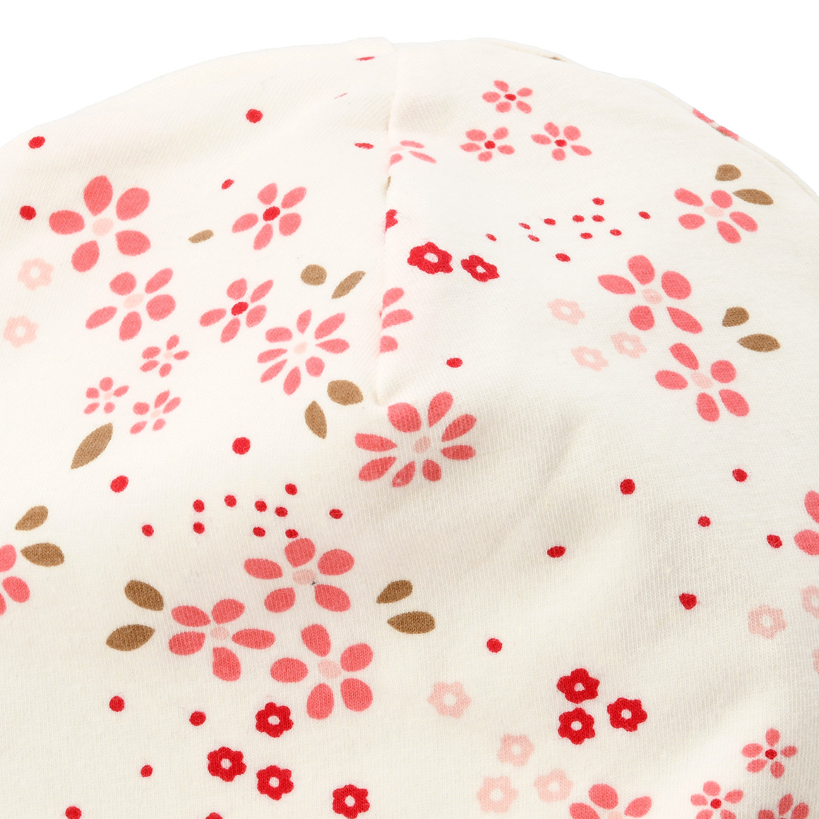 Topomini Newborn Mütze mit Blumen-Muster weiss