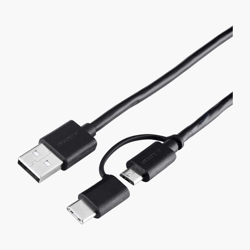 2-i-1 mikro/type C USB-kabel, 1 m