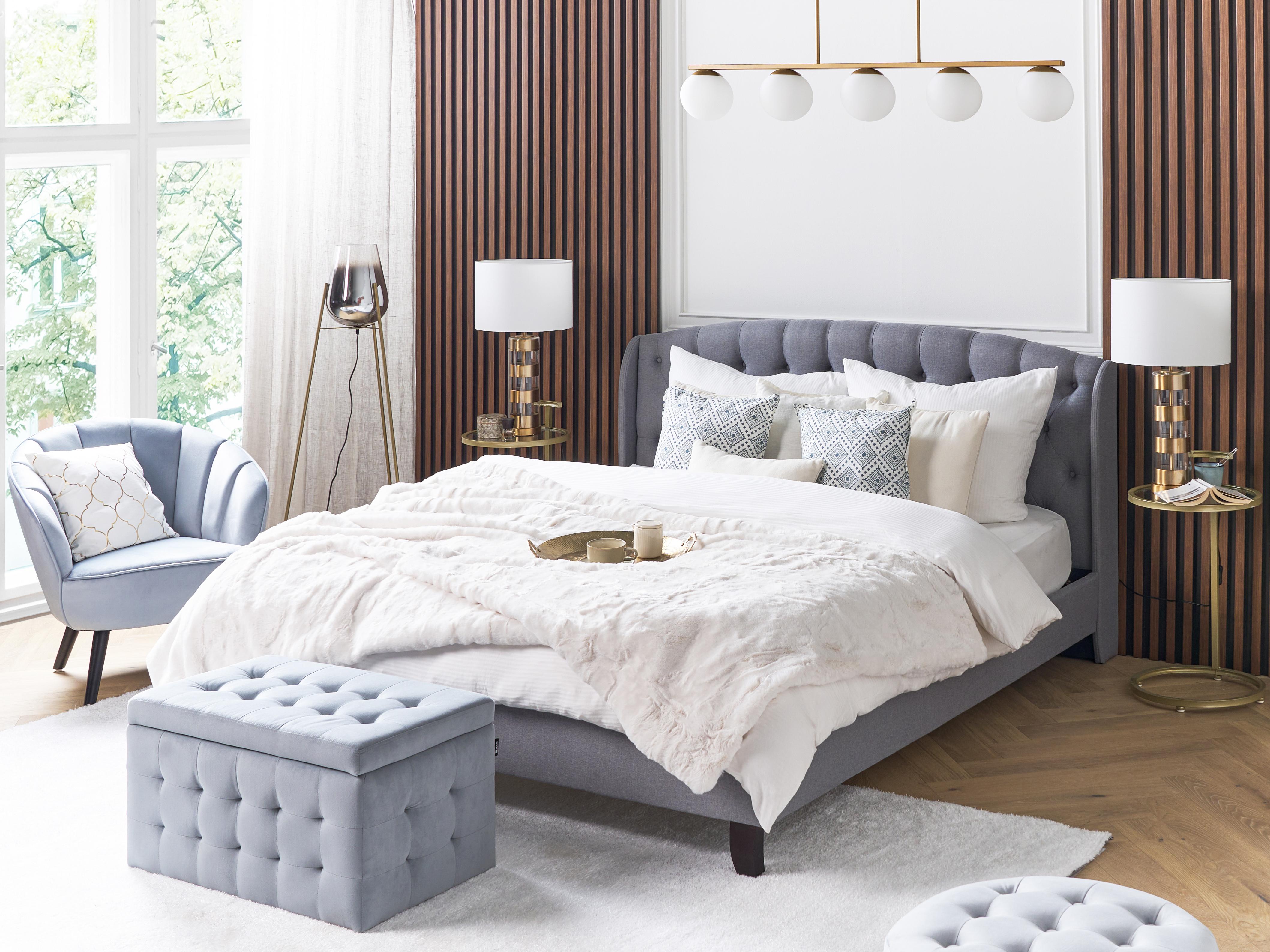 Bed Stof BORDEAUX 180 x 200 cm Lichtgrijs